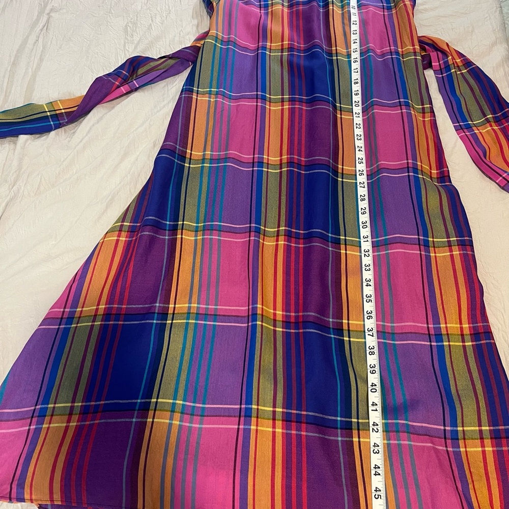 Ann Taylor Dress Madras Plaid Sleeveless Halter Tie Front Belt SZ 4 NWOT - Picture 9 of 9